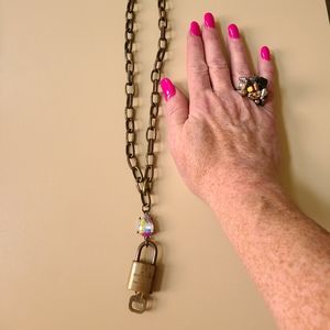 Keep it Gypsy Brass Lock Necklace
